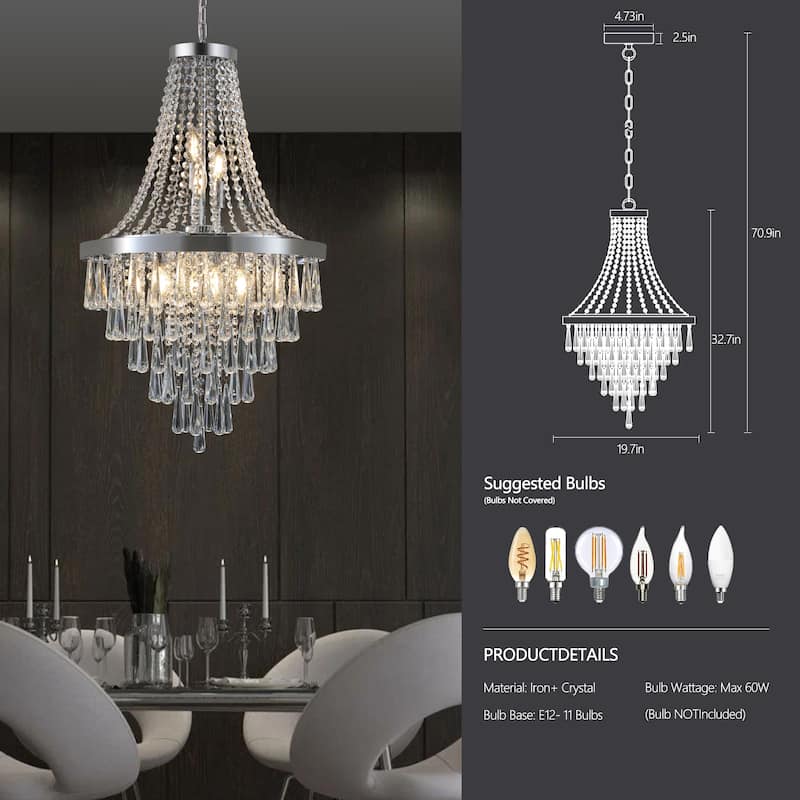 Chromium color Crystal Chandeliers,Large Contemporary Luxury Ceiling Lighting(Bulb Not Included)