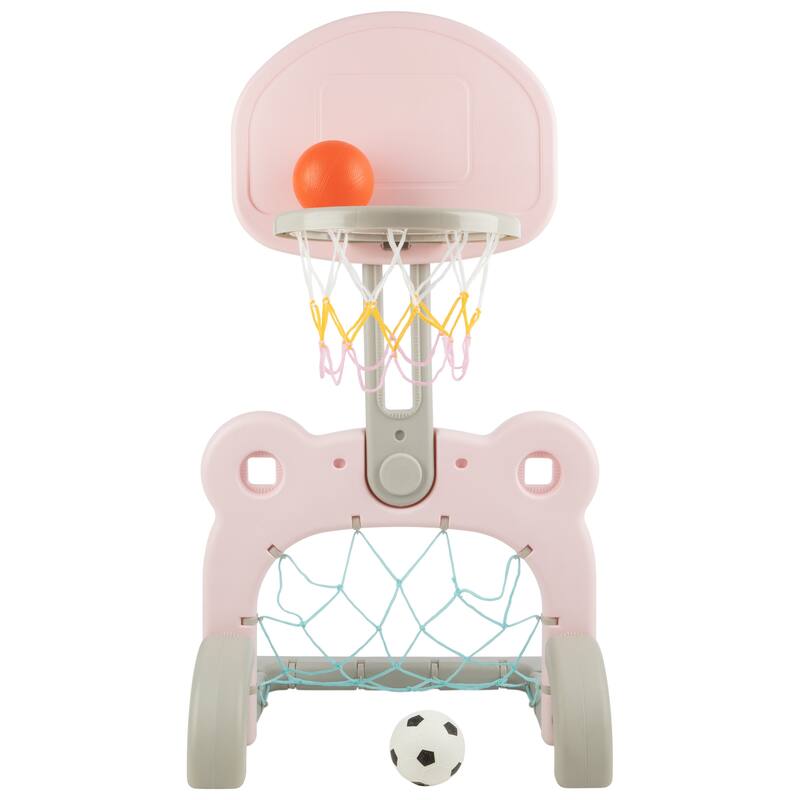 Hey Play 2-in-1 Adjustable Toddler Basketball Hoop and Soccer Goal