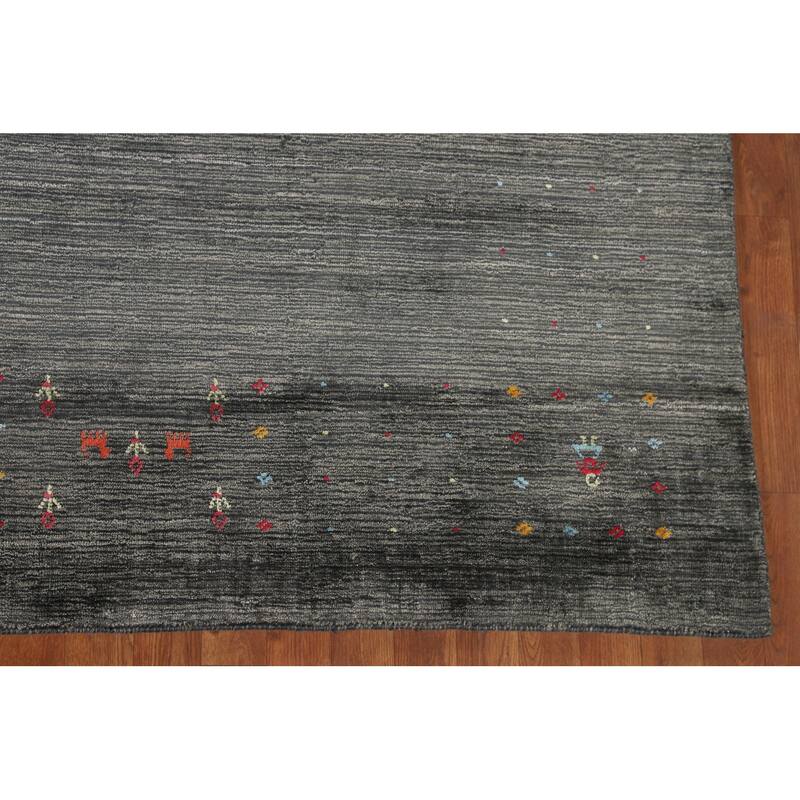 Tribal / Striped Gabbeh Oriental Area Rug Hand-Knotted Wool Carpet - 7'9" x 9'9"