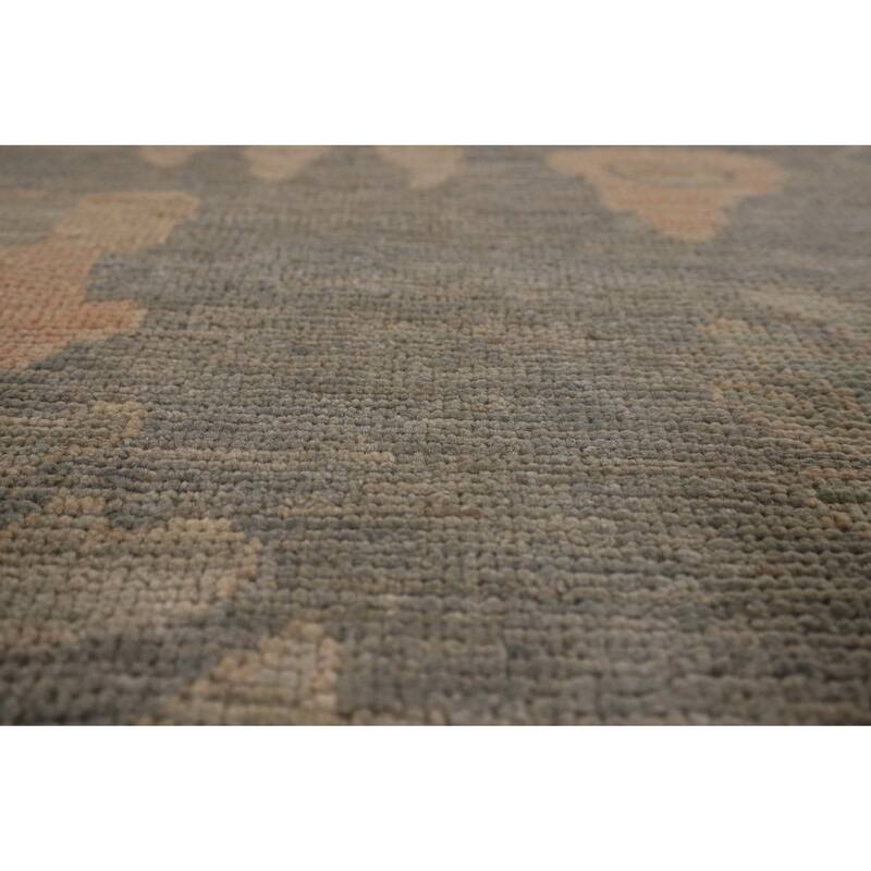 Multi-Color Oushak Area Rug Hand-Knotted Turkish Wool Carpet - 9'9" x 13'2"