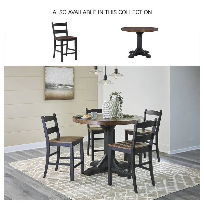 Signature Design by Ashley Valebeck Black/Brown Counter Height Barstool - 20"W x 22"D x 39"H
