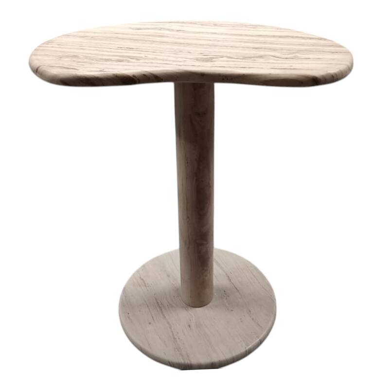 Marble Stone Accent Table Sculptural Base Valencia Style - 22" Ivory - 17.75" x 12.75" x 21.5"