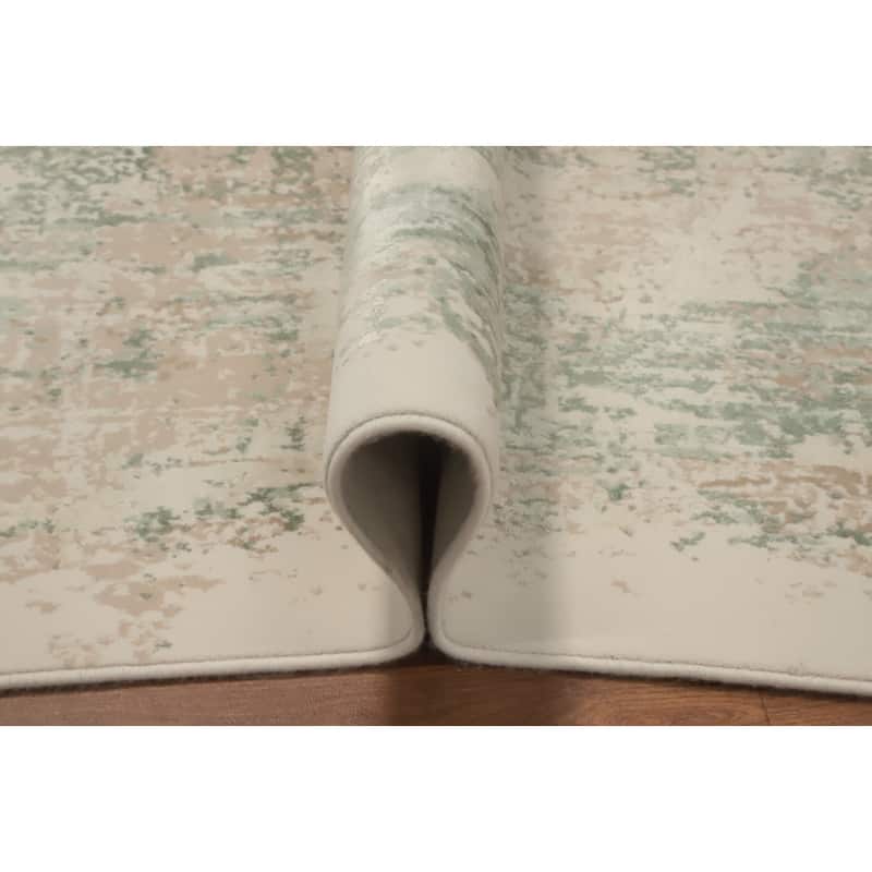 Machine Made Oriental Polyester Carpet Modern Abstract Beige & Ivories Abstract Area Rug - 7' 9'' X 5' 2''