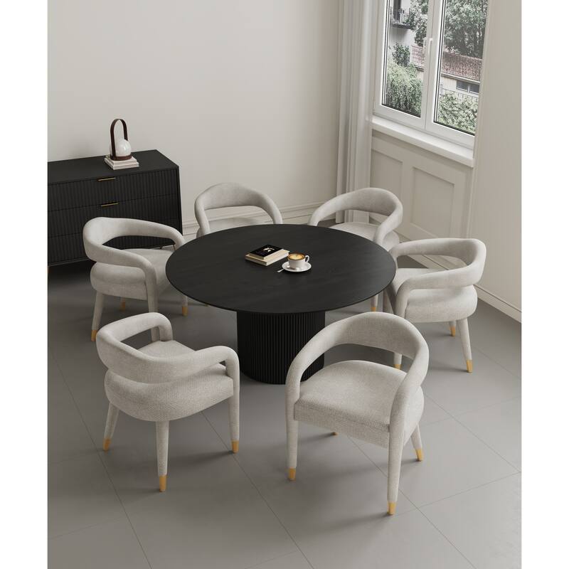 Manhattan Comfort 7-Piece Hathaway Modern 59.05 Solid Wood Round Dining Set