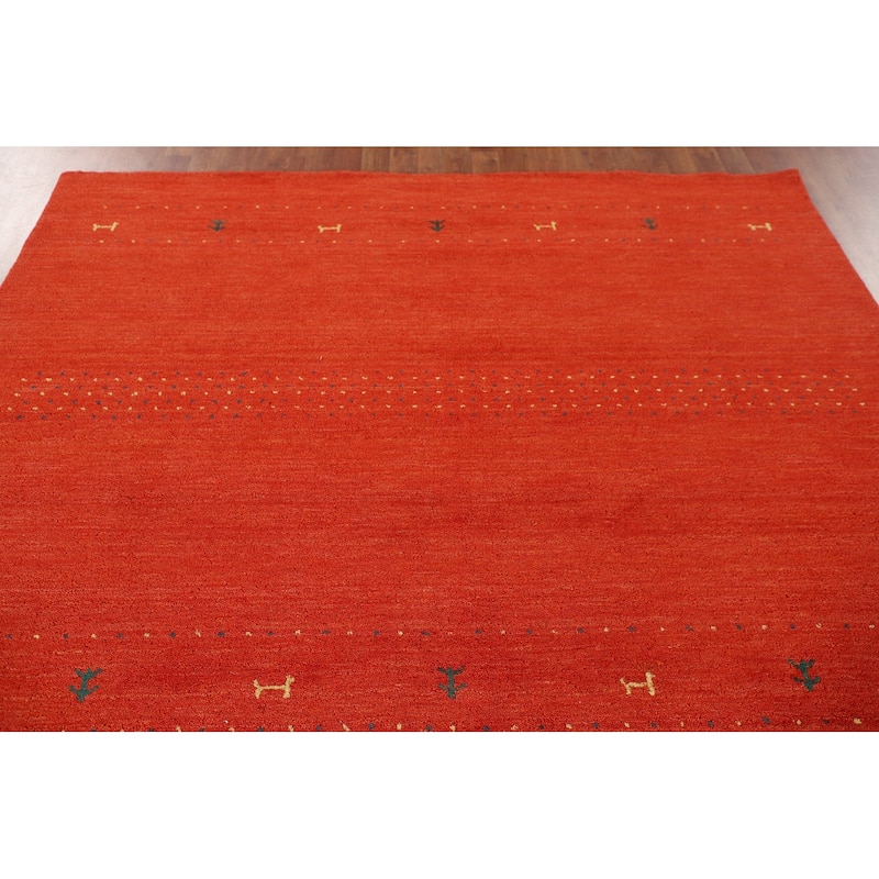 Hand Knotted Oriental 100% Wool Carpet Tribal Tribal Oranges & Rust Gabbeh Area Rug - 9' 9'' X 6' 10''