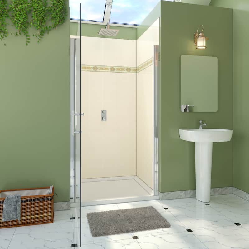 Elegant Adjustable Width Frameless Pivot Swing Shower Door with 1/4 inch Transparent Tempered by Certified Glass Door
