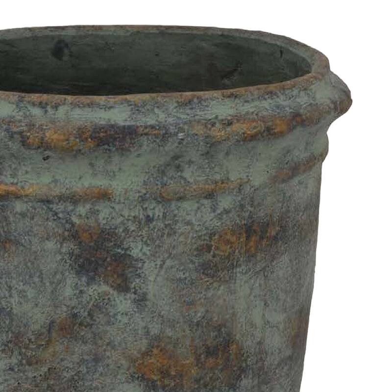 Kasa Accent Planter, Green Terracotta, Subtle Mottled Texture, 20 Inch