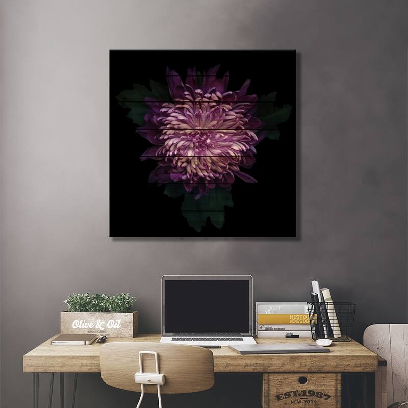 Delicious Chrysanthemum Print On Wood by Magda Indigo - Multi-Color