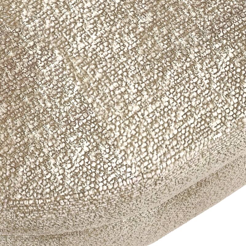 43.5 in. Oval Bedroom Bench Linen Fabric Upholstered Storage Ottoman Bench with Solid Wood Legs Entryway Bench