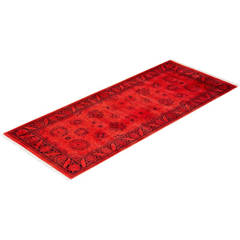 Fine Vibrance, One-of-a-Kind Hand-Knotted Runner Rug - Orange, 2' 6" x 6' 1" - 2' 6" x 6' 1"