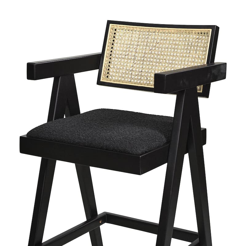 Modern Resin Webbing Back Bar Stool with Arms