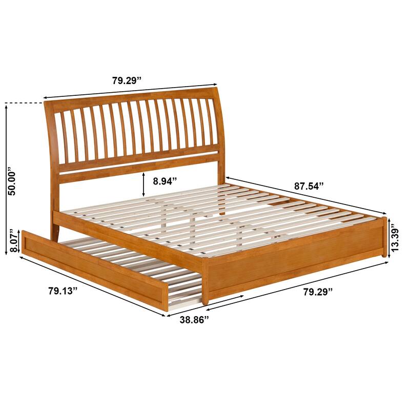 Roslyn Platform Bed with Modern Panel Footboard and Twin XL Trundle