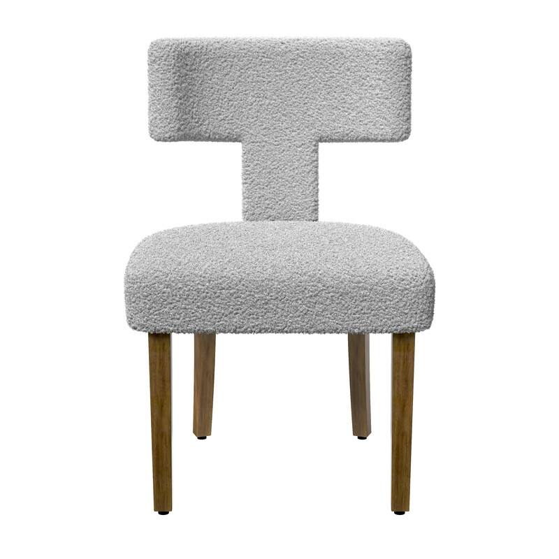 Dining Chairs Boucle Fabric Lamb Upholstered T-Shape (Set of 2)