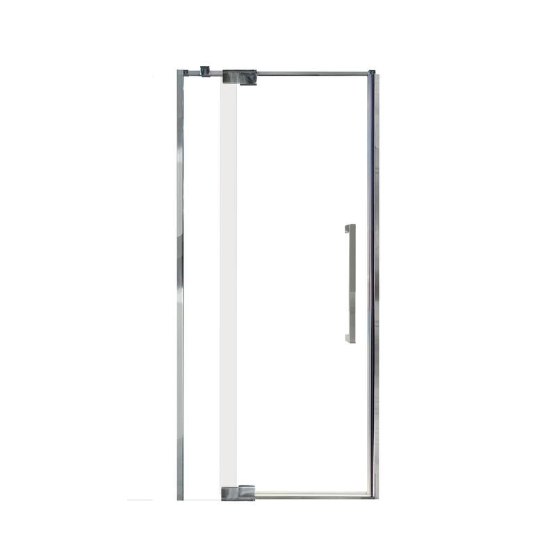 Irene 36 in. W x 76 in. H Pivot Semi-Frameless Shower Door with Clear Glass - 36-in W x 76-in H - 36-in W x 76-in H