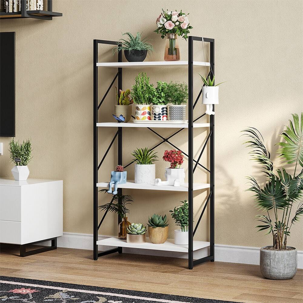 47'' Tall Industrial Bookshelf Open Display Storage White - 52 x 63