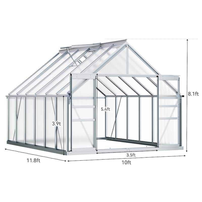 Moasis Polycarbonate Walk-in Hobby Garden Greenhouse with Aluminum Frame