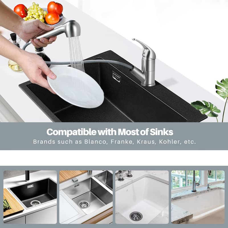WOWOW Modern Single Handle Pull Down Kitchen Faucet