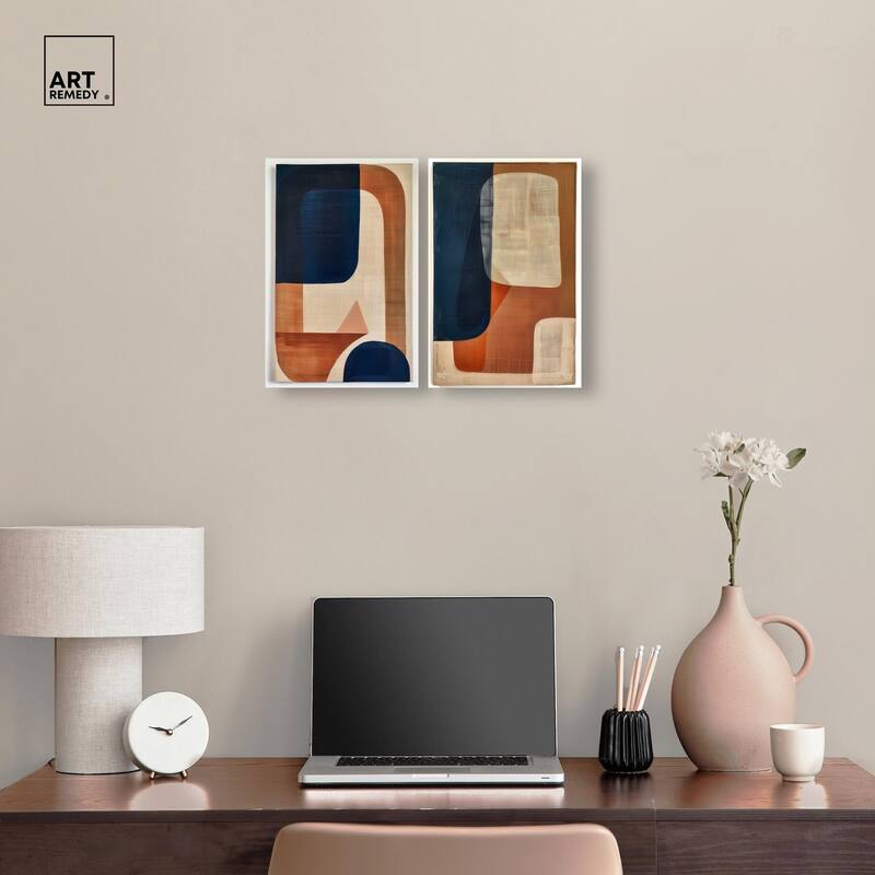 Blue Cream Set Canvas Set of 2 by Art Remedy, Gallery Wrapped