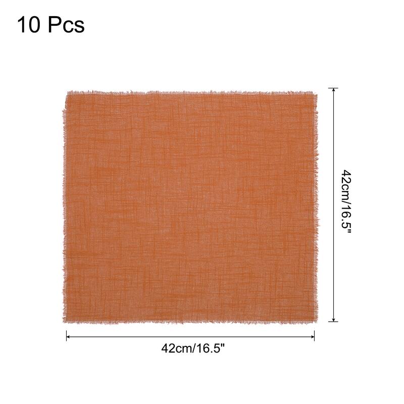 10pcs Cloth Napkins 16.5x16.5 Inches Cotton Linen Napkins with Fringe - Orange