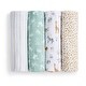 preview thumbnail 1 of 3, aden + anais essentials cotton muslin swaddle blanket 4 pack giraffe safari