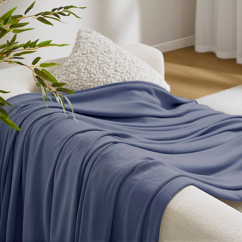 Chelsea Square Rayon from Bamboo Cooling Cotton Lightweight Blanket for Summer Spring