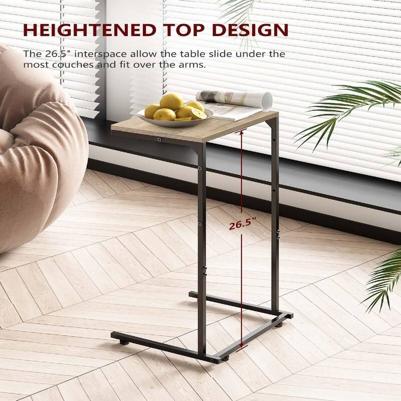 C Shaped End Table with Charging Station - 16"D x 10"W x 28"H