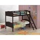 preview thumbnail 4 of 6, Elegant Twin over Twin Bunk Bed with Camelback Headboard, Angled Ladder, Guardrails & Mission-Style Design, Espresso