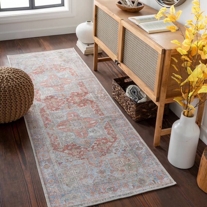 Livabliss Farhad Traditional Medallion Machine Washable Area Rug - 2'7" x 7'3" Runner - Burnt Orange - Runner/Rectangle