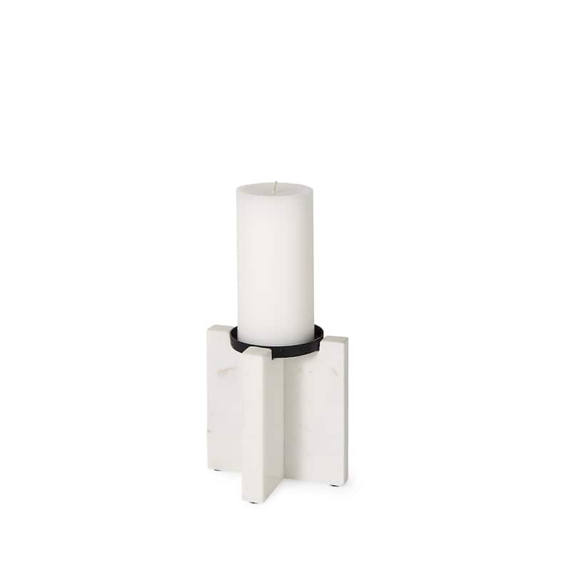 Sophia 5.5"L x 3.5"W x 10.5"H Marble Candle Holder Large - 5.5L x 3.5W x 5.5H - White
