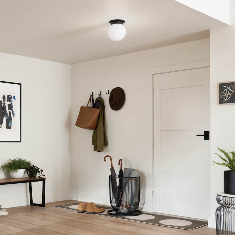 Kichler Lighting Albers 8 in. 1-Light Black Round Flush Mount Light