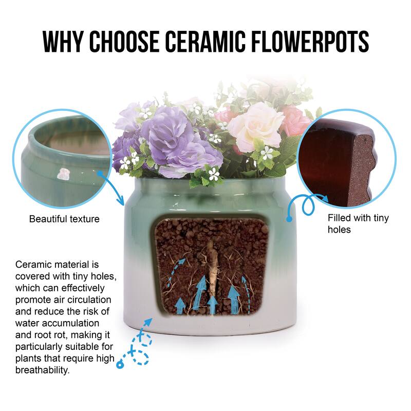 Elegant Ombre Glaze Non-Porous Ceramic Planters Pot for Aquatic Plants