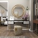 preview thumbnail 19 of 32, Stylish Metal Wall Mirror with Overlapping Circles and Foiled Finish - Gold or Gray