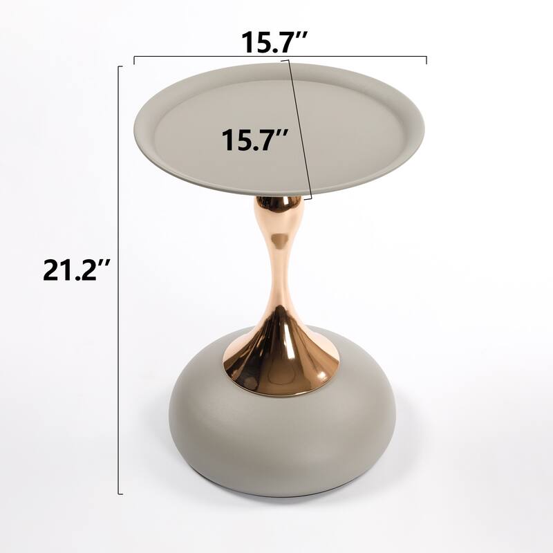 Mermaid Tail End Coffee Table Round Side Table with Metal Base Table, for Living Room Bedroom Office Garden