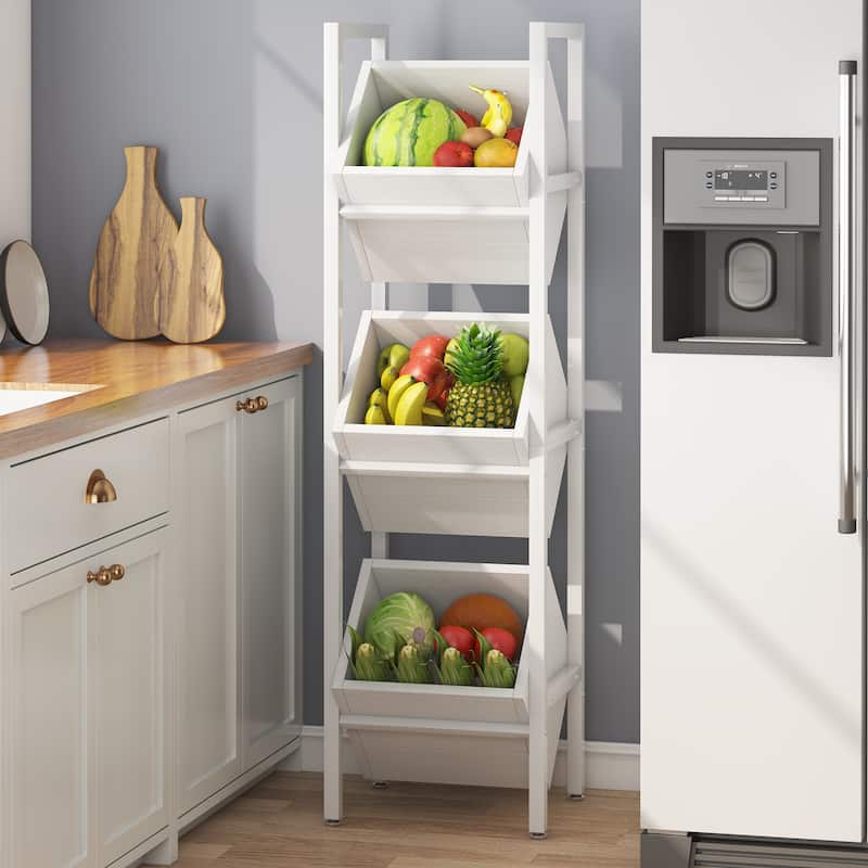 Vertical Standing Basket Storage Tower for Kitchen Bathroom Living Room