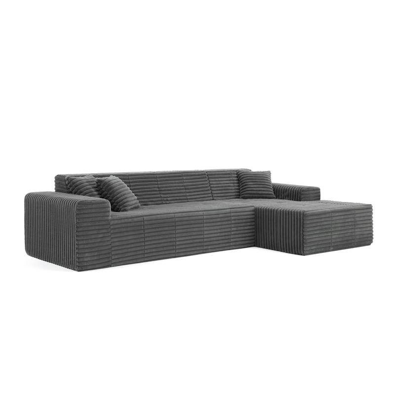 122" W No Assembly Sofa L-Shaded Sectional Modular with Chaise