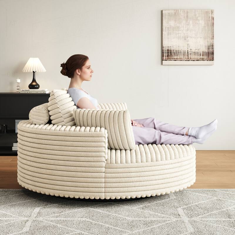 Comfortable Corduroy Foam Swivel Chair for Various Rooms, Enhancing Relaxation