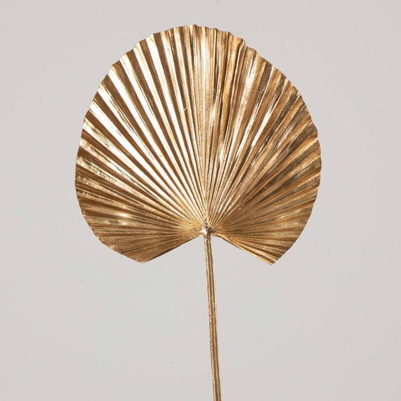 Ruffled Fan Palm Leaf Artificial Stem Sprays - 40" - Gold - Set of 3