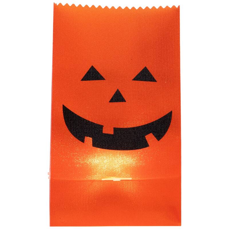 Set of 3 Jack-O-Lantern Halloween Luminary Pathway Markers - 5ft Black Wire
