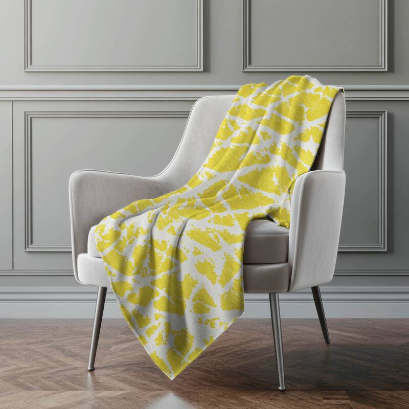 Premium Machine Washable Sherpa Casual Contemporary Throw Blanket - Yellow - 4'2" x 5'10"