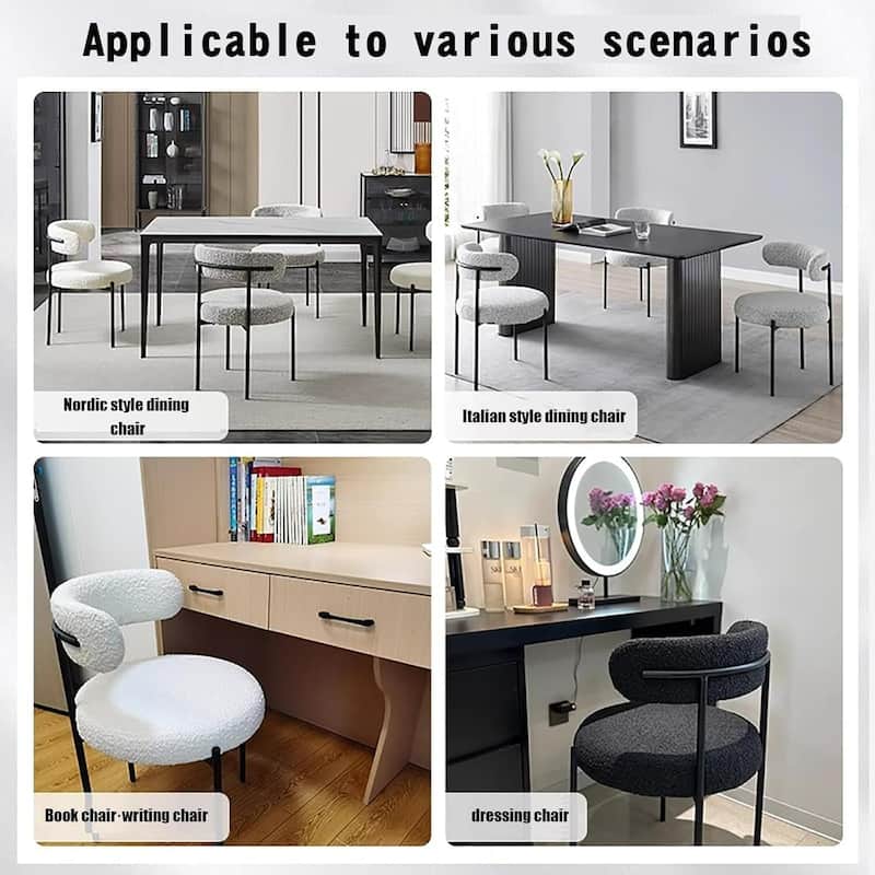 2PCs Upholstered Sherpa Modern Dining Chairs for Kitchen, Dining Room