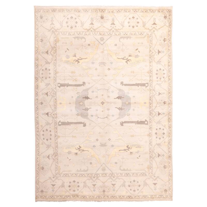 ECARPETGALLERY Hand-knotted Royal Oushak Light Grey Wool Rug - 10'2 x 13'11