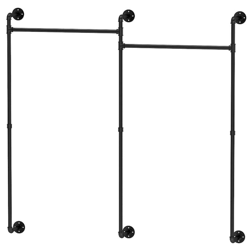 Industrial Pipe Clothes Rack Wall Mounted Iron Garment Bar for Closet