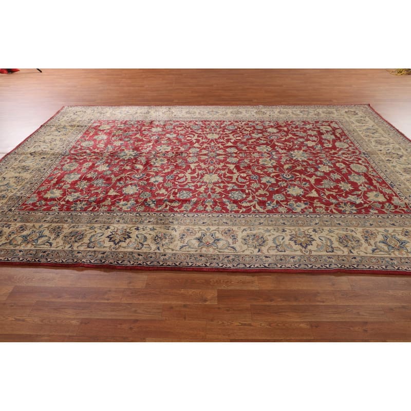 All-Over Floral Tabriz Persian Antique Area Rug Handmade Wool Carpet - 8'6"x 12'0"