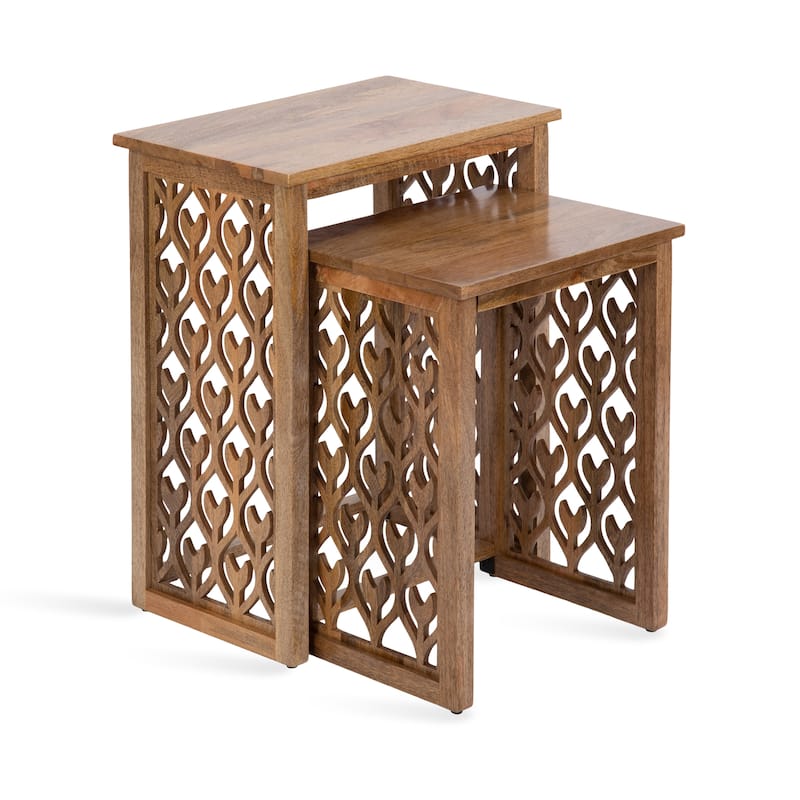 Kate and Laurel Karni Wooden Nesting Tables - 2 Piece - 2 Piece - Natural