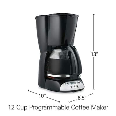 Programmable Coffee Maker, 12 Cups, Black