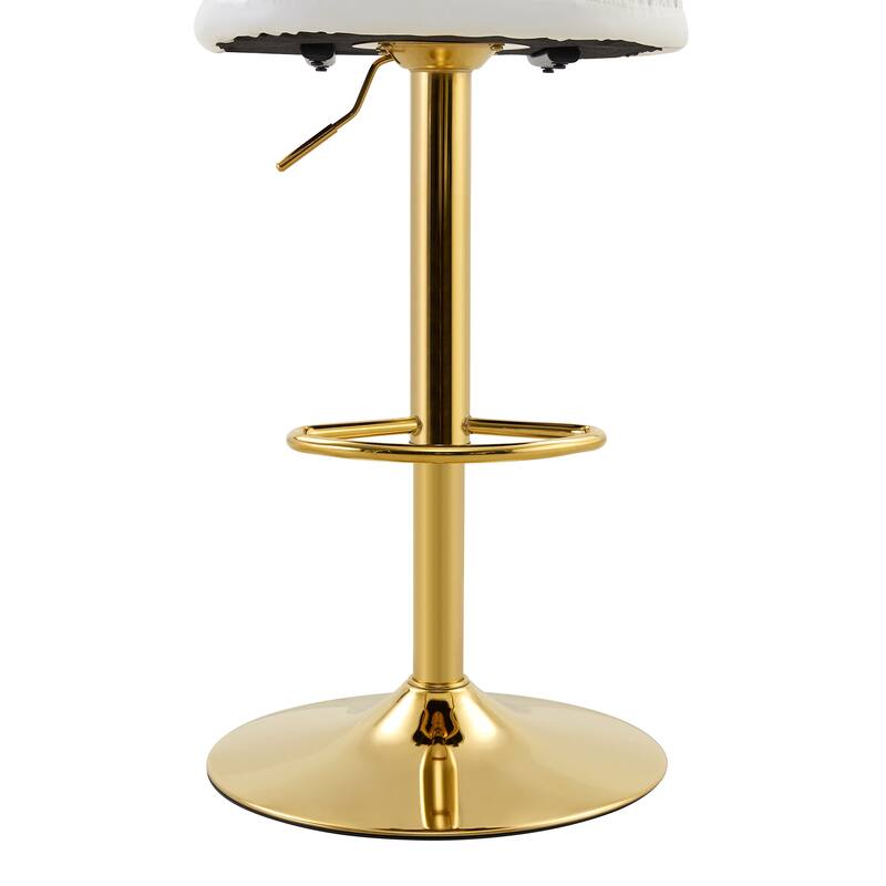 Adjustable Height Swivel Bar Stools Set of 2, PU Leather Upholstered Bar Stools, Dining Chairs with Metal Base & Footrest