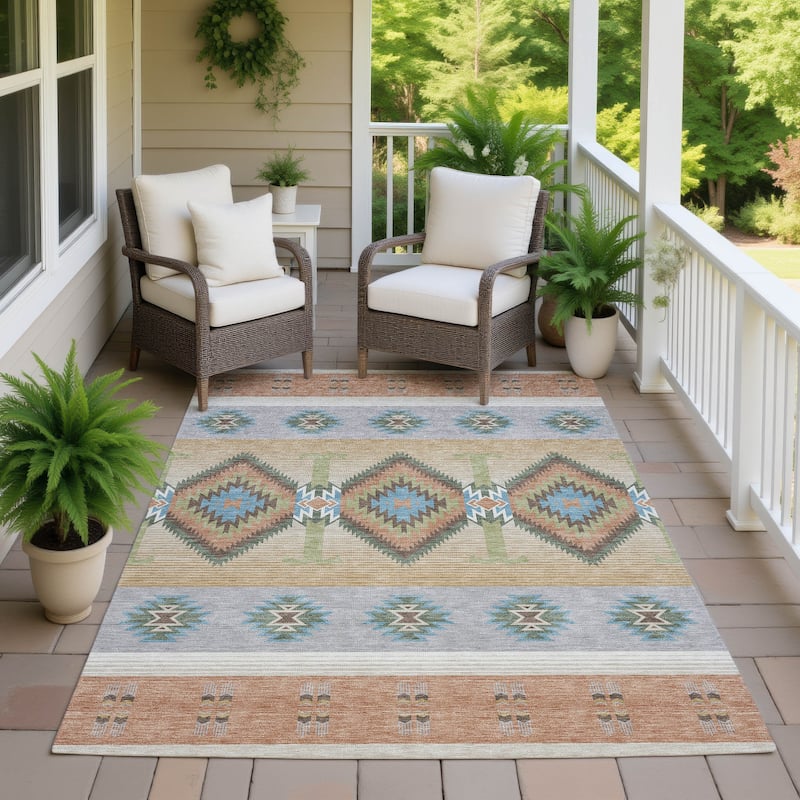 Machine Washable Indoor/ Outdoor Global Chennai Chantille Rug