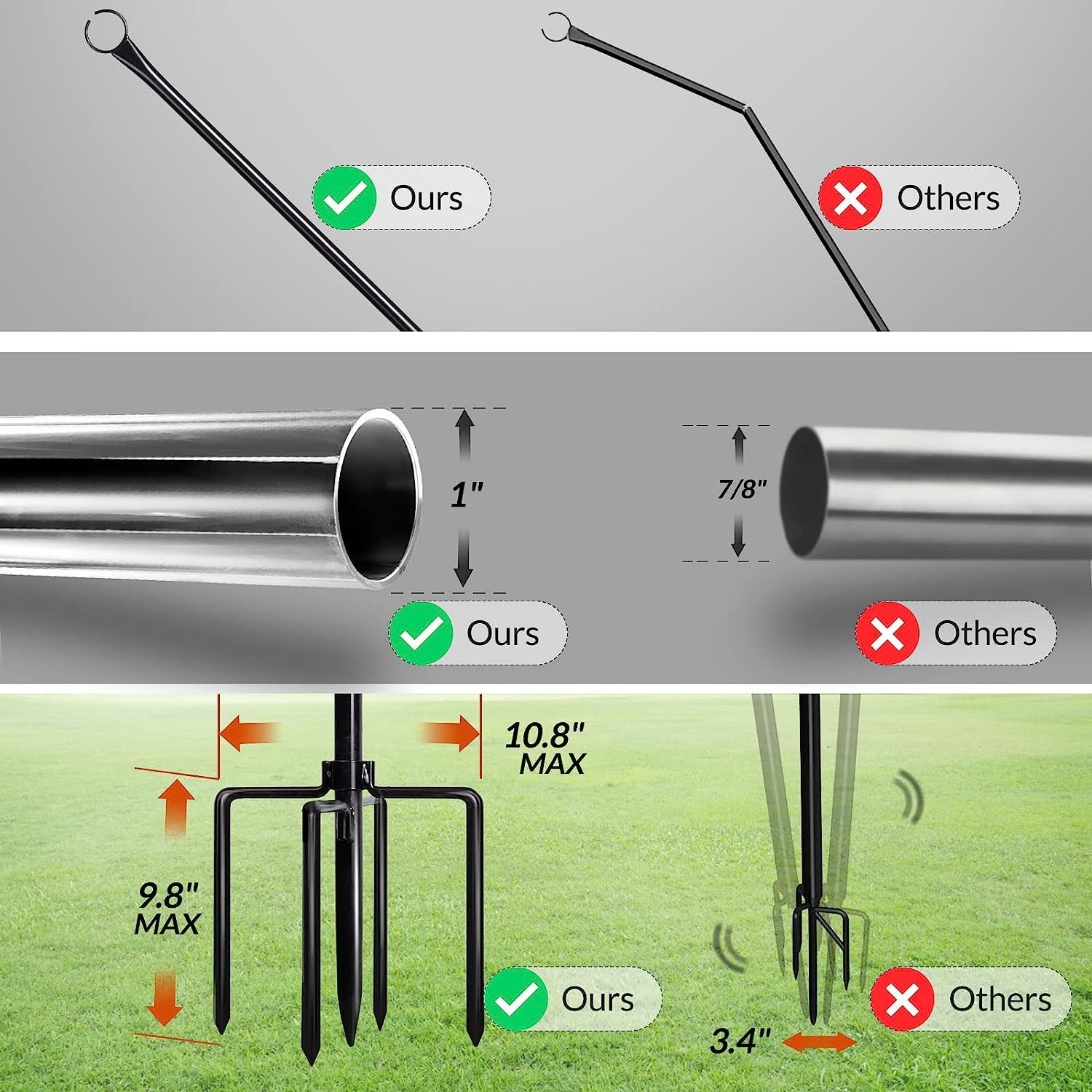 WaLensee 9.4 FT String Light Poles with Hook for Hanging String Lights for-image