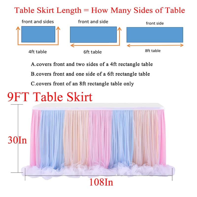 Colorful Mesh Table Skirt, Long Thread Ribbon Table Skirt, Tulle Table ...