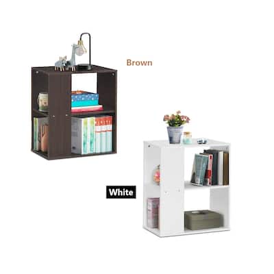 Gymax 2-Tier Side Sofa End Table Bedside Nightstand Table White/Brown